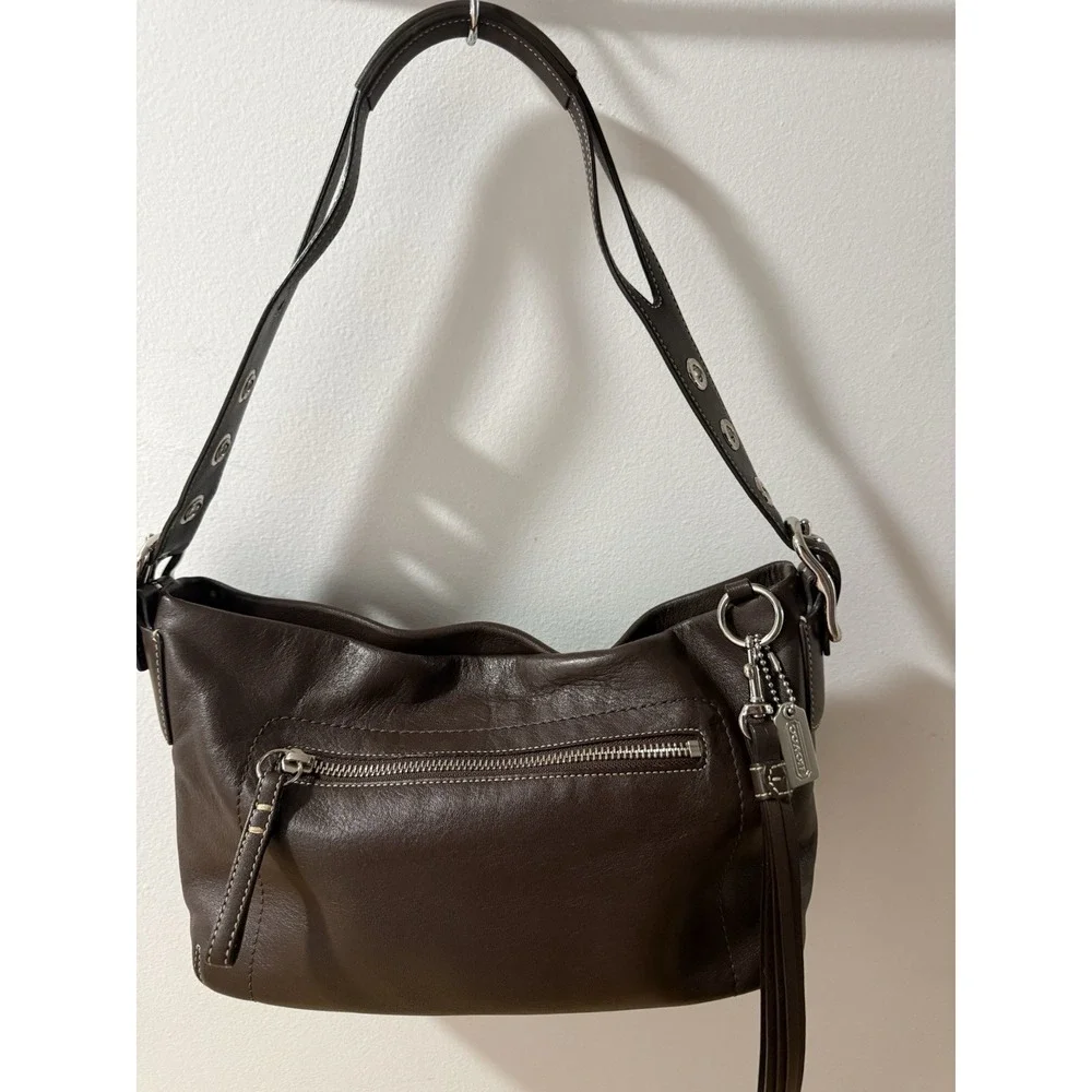 COACH Y2K Vintage East West Legacy Tassel Leather Brown  Shoulder Bag Purse 1417
